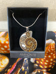 Genuine Fossil Ammonite Slice Pendant Necklace