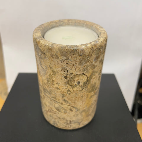 Cylinder Fossil Stone 3" Candle Holder
