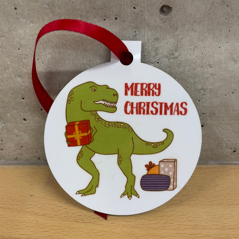 "Merry Christmas" T-Rex Tree Decoration