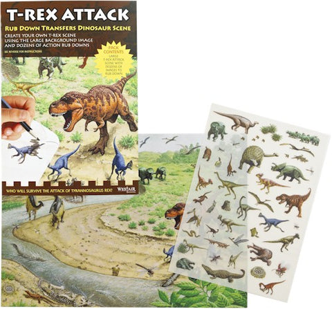 T-Rex Attack Rub Down Transfer Dinosaur Scene